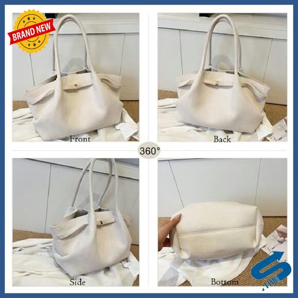 Large Faux Suede Tote Hobo Shoulder Bag for Work Travel Office - Picture 7 of 8